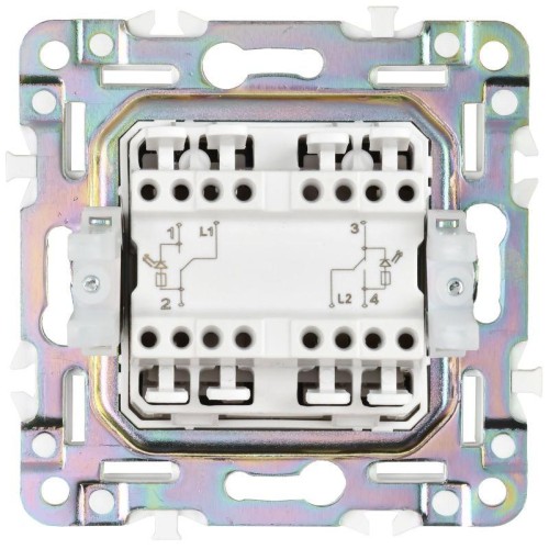 Выключатель проходной 2-кл. SKANDY 10А SK-V10N с индикацией никель IEK SK-V22-1-10-K50