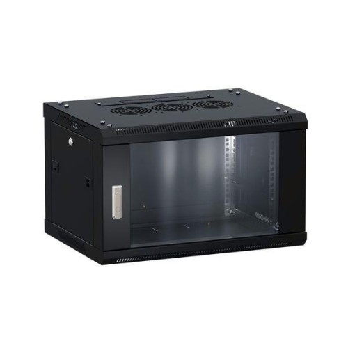 Шкаф настенный 19дюйм TERACOM PRO 9U 600х450мм дверь стеклянная с замком-ручкой черн. EKF TRP-WLL-09