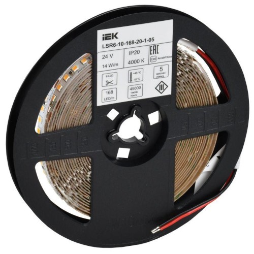 Лента светодиодная 2835-168LED 14Вт/м IP20 10мм 24В 4000К (уп.5м) IEK LSR6-10-168-20-1-05