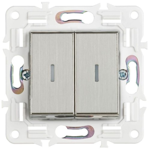 Выключатель 2-кл. SKANDY 10А SK-V09N с индикацией никель IEK SK-V20-1-10-K50