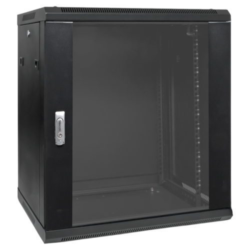 Шкаф настенный 19дюйм TERACOM PRO 12U 600600мм дверь стеклянная с замком-ручкой черн. EKF TRP-WLL-12