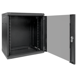 Шкаф настенный 19дюйм TERACOM PRO 12U 600600мм дверь стеклянная с замком-ручкой черн. EKF TRP-WLL-12