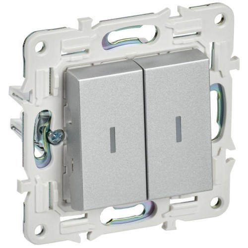 Выключатель 2-кл. SKANDY 10А SK-V09S с индикацией серебр. IEK SK-V20-1-10-K23