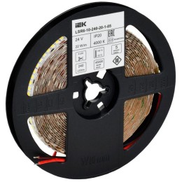 Лента светодиодная 2835-240LED 22Вт/м IP20 10мм 24В 4000К (уп.5м) IEK LSR6-10-240-20-1-05
