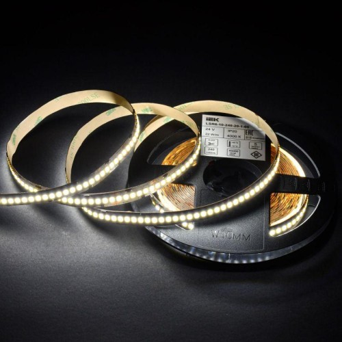 Лента светодиодная 2835-240LED 22Вт/м IP20 10мм 24В 4000К (уп.5м) IEK LSR6-10-240-20-1-05
