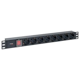 Блок PDU TERACOM PRO 19дюйм 1U 10А/250В 8 роз. Schuko с выключат. без шнура питания вх. разъем C14 к