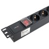 Блок PDU TERACOM PRO 19дюйм 1U 10А/250В 8 роз. Schuko с выключат. без шнура питания вх. разъем C14 к