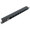Блок PDU TERACOM PRO 19дюйм 1U 10А/250В 8 роз. Schuko с выключат. без шнура питания вх. разъем C14 к