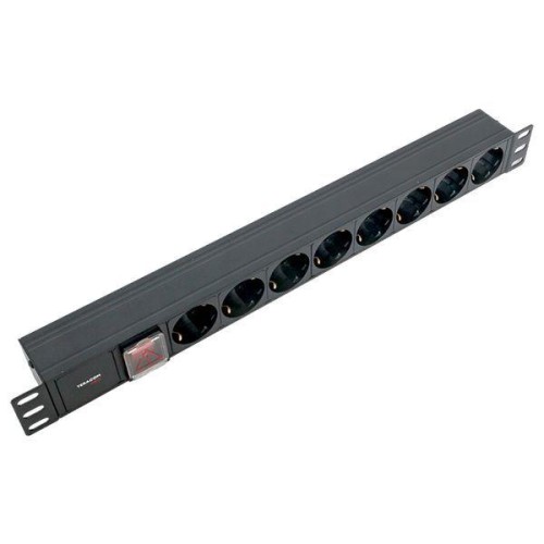 Блок PDU TERACOM PRO 19дюйм 1U 10А/250В 8 роз. Schuko с выключат. без шнура питания вх. разъем C14 к