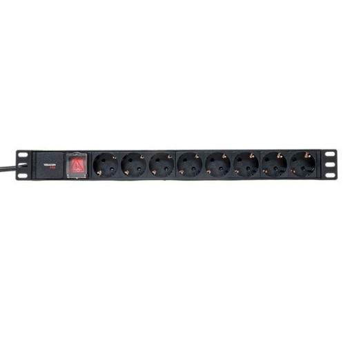 Блок PDU TERACOM PRO 19дюйм 1U 16А/250В 8 роз. Schuko с выключат. шнур 2м 3х1.5кв.мм вилка Schuko ко