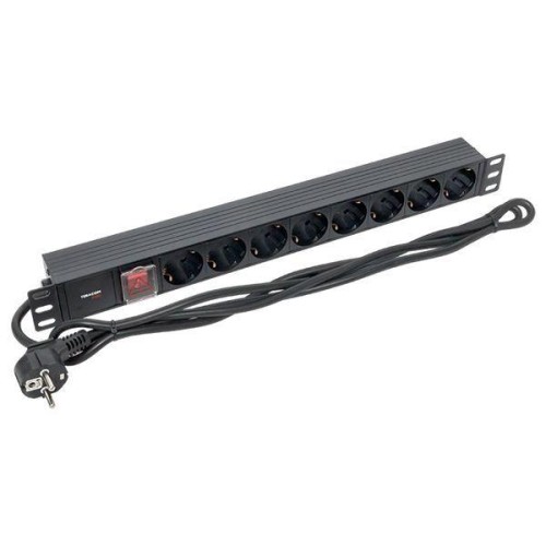 Блок PDU TERACOM PRO 19дюйм 1U 16А/250В 8 роз. Schuko с выключат. шнур 2м 3х1.5кв.мм вилка Schuko ко