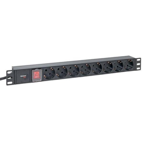 Блок PDU TERACOM PRO 19дюйм 1U 16А/250В 8 роз. Schuko с выключат. шнур 2м 3х1.5кв.мм вилка Schuko ко