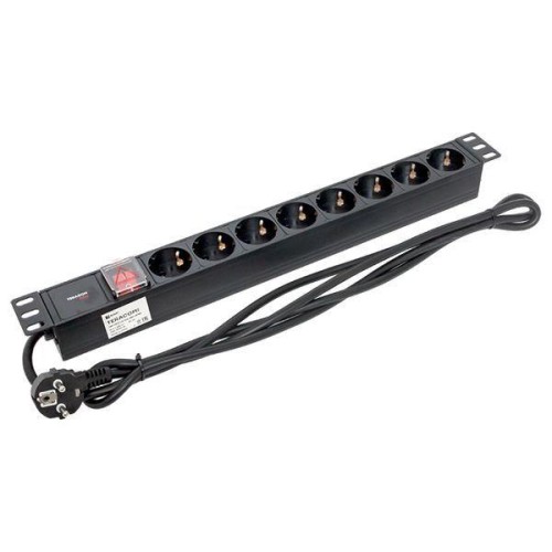 Блок PDU TERACOM PRO 19дюйм 1U 16А/250В 8 роз. Schuko с выключат. шнур 2м 3х1.5кв.мм вилка Schuko ко