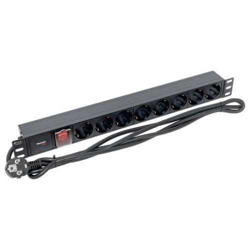 Блок PDU TERACOM PRO 19дюйм 1U 16А/250В 8 роз. Schuko с выключат. шнур 2м 3х1.5кв.мм вилка Schuko ко
