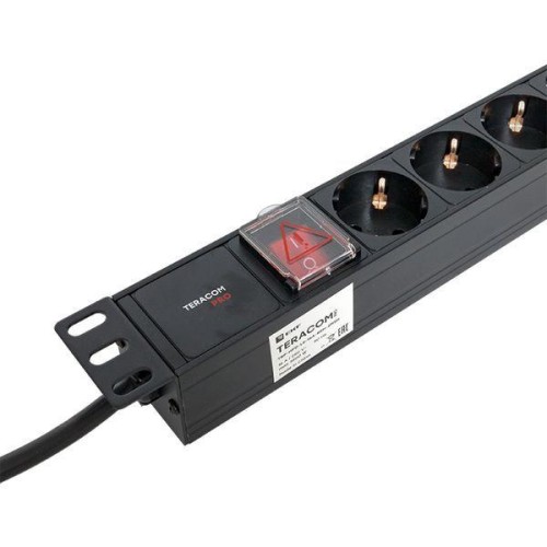 Блок PDU TERACOM PRO 19дюйм 1U 16А/250В 8 роз. Schuko с выключат. шнур 2м 3х1.5кв.мм вилка Schuko ко