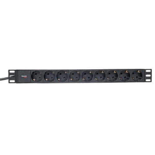 Блок PDU TERACOM PRO 19дюйм 1U 16А/250В 9 роз. Schuko шнур 2м 3х1.5кв.мм вилка Schuko корпус пластик