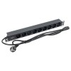 Блок PDU TERACOM PRO 19дюйм 1U 16А/250В 9 роз. Schuko шнур 2м 3х1.5кв.мм вилка Schuko корпус пластик