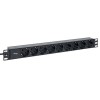 Блок PDU TERACOM PRO 19дюйм 1U 10А/250В 9 роз. Schuko шнур 2м 3х1.5кв.мм вилка C14 корпус алюм. черн