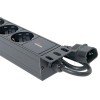 Блок PDU TERACOM PRO 19дюйм 1U 10А/250В 9 роз. Schuko шнур 2м 3х1.5кв.мм вилка C14 корпус алюм. черн