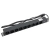 Блок PDU TERACOM PRO 19дюйм 1U 10А/250В 9 роз. Schuko шнур 2м 3х1.5кв.мм вилка C14 корпус пластик че