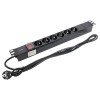 Блок PDU TERACOM 19дюйм 1U 16А/250В 6 роз. Schuko с выключат. шнур 2м 3х1.5кв.мм вилка Schuko корпус
