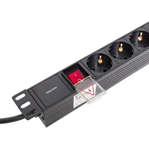 Блок PDU TERACOM 19дюйм 1U 16А/250В 6 роз. Schuko с выключат. шнур 2м 3х1.5кв.мм вилка Schuko корпус