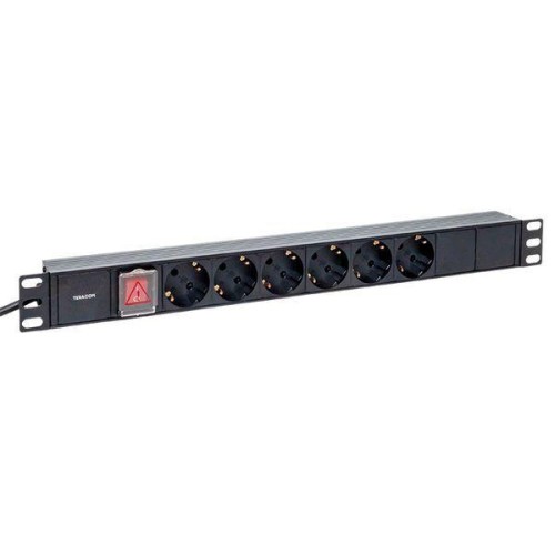 Блок PDU TERACOM 19дюйм 1U 16А/250В 6 роз. Schuko с выключат. шнур 2м 3х1.5кв.мм вилка Schuko корпус