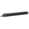 Блок PDU TERACOM PRO 19дюйм 1U 16А/250В 9 роз. Schuko шнур 2м 3х1.5кв.мм вилка Schuko корпус алюм. ч