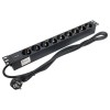 Блок PDU TERACOM PRO 19дюйм 1U 16А/250В 9 роз. Schuko шнур 2м 3х1.5кв.мм вилка Schuko корпус алюм. ч