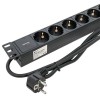 Блок PDU TERACOM PRO 19дюйм 1U 16А/250В 9 роз. Schuko шнур 2м 3х1.5кв.мм вилка Schuko корпус алюм. ч