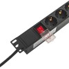 Блок PDU TERACOM 19дюйм 1U 16А/250В 7 роз. Schuko с выключат. шнур 2м 3х1.5кв.мм вилка Schuko корпус