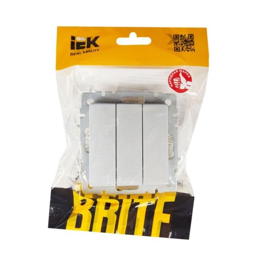 Выключатель 3-кл. СП BRITE ВС10-3-0-БрА 10А механизм алюм. IEK BR-V30-0-10-K47