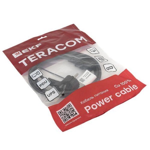 Кабель питания TERACOM для ИБП ПК и мониторов C13 - евровилка сеч. 3х0.75кв.мм 250В 2.0м EKF TRC-PCA