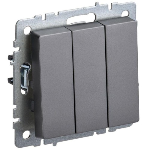 Выключатель 3-кл. СП BRITE ВС10-3-0-БрС 10А механизм сталь IEK BR-V30-0-10-K46