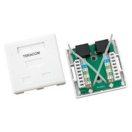Розетка настенная TERACOM кат.5E неэкранированная 2 порта RJ-45 Dual IDC бел. EKF TRC-WBOX-2RJ45-5EU