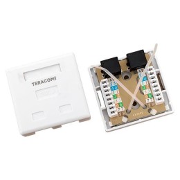 Розетка настенная TERACOM PRO кат.6 неэкранированная 2 порта RJ-45 Dual IDC бел. EKF TRP-WBOX-2RJ45-