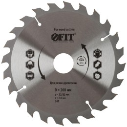 Диск пильный для циркулярных пил по дереву 200х32/30х24T FIT 37748