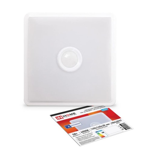 Светильник светодиодный СПБ-2Д-КВАДРАТ 5Вт 4000К 400лм 230В 140мм с датчиком бел. IN HOME 4690612022