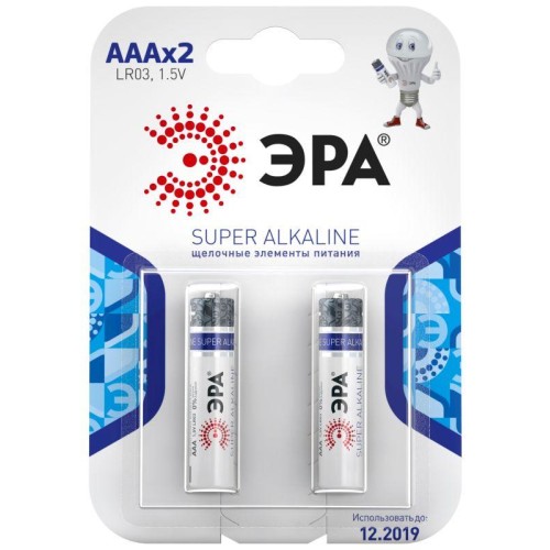 Элемент питания алкалиновый AAA/LR03 LR03-2BL (блист.2шт) Эра C0038453