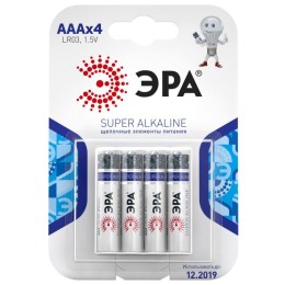 Элемент питания алкалиновый AAA/LR03 LR03-4BL (блист.4шт) Эра C0038451