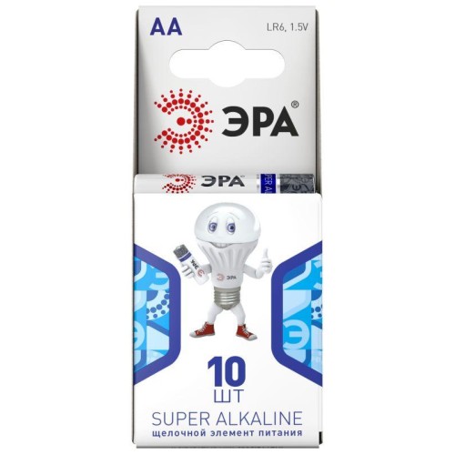 Элемент питания алкалиновый AA/LR6 LR6-10BL компактный (блист.10шт) Эра C0042878