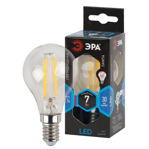 Лампа светодиодная филаментная F-LED P45-7w-840-E14 Эра Б0027947