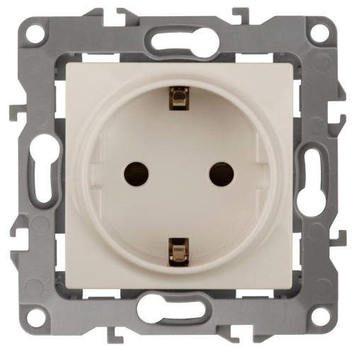 Розетка 1-м СП Эра12 12-2111-02 16А IP20 16AX 250В 2P+E Schuko винт сл. кость Эра Б0029237