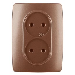 Розетка 2-м СП Эра12 12-2107-14 16А IP20 16AX 250В 2х2P медь Эра Б0031246