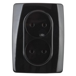 Розетка 2-м СП Эра12 12-2107-06 16А IP20 16AX 250В 2х2P черн. Эра Б0031243
