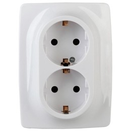 Розетка 2-м СП Эра12 12-2116-01 16А IP20 16AX 250В 2х2P+E Schuko винт бел. Эра Б0029238