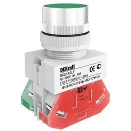 Выключатель кнопочный ABLF ВК-22 d22мм 220В зел. DEKraft 25013DEK