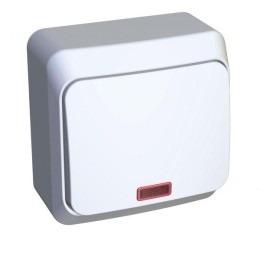 Выключатель кнопочный 1-кл. ОП Этюд 10А IP20 с подсветкой с самовозвратом бел. SchE KA10-002B