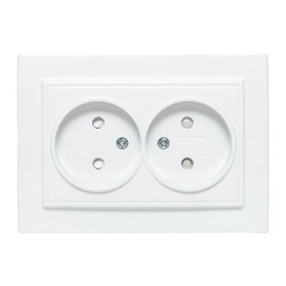 Розетка 2-м СП Минск 10А IP20 без заземл. защ. шторки бел. Basic EKF ERR10-102-100