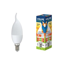 Лампа светодиодная LED-CW37-6Вт/WW/E14/FR/O 6Вт свеча на ветру 3000К тепл. бел. E14 175-250В картон